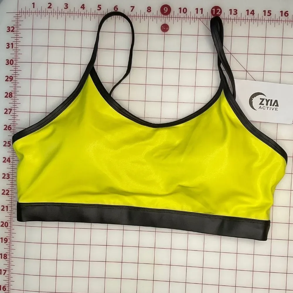 NWT Zyia Active Womens Yellow Light N Tight Adjustable Strap Sports Bra‎ XXL